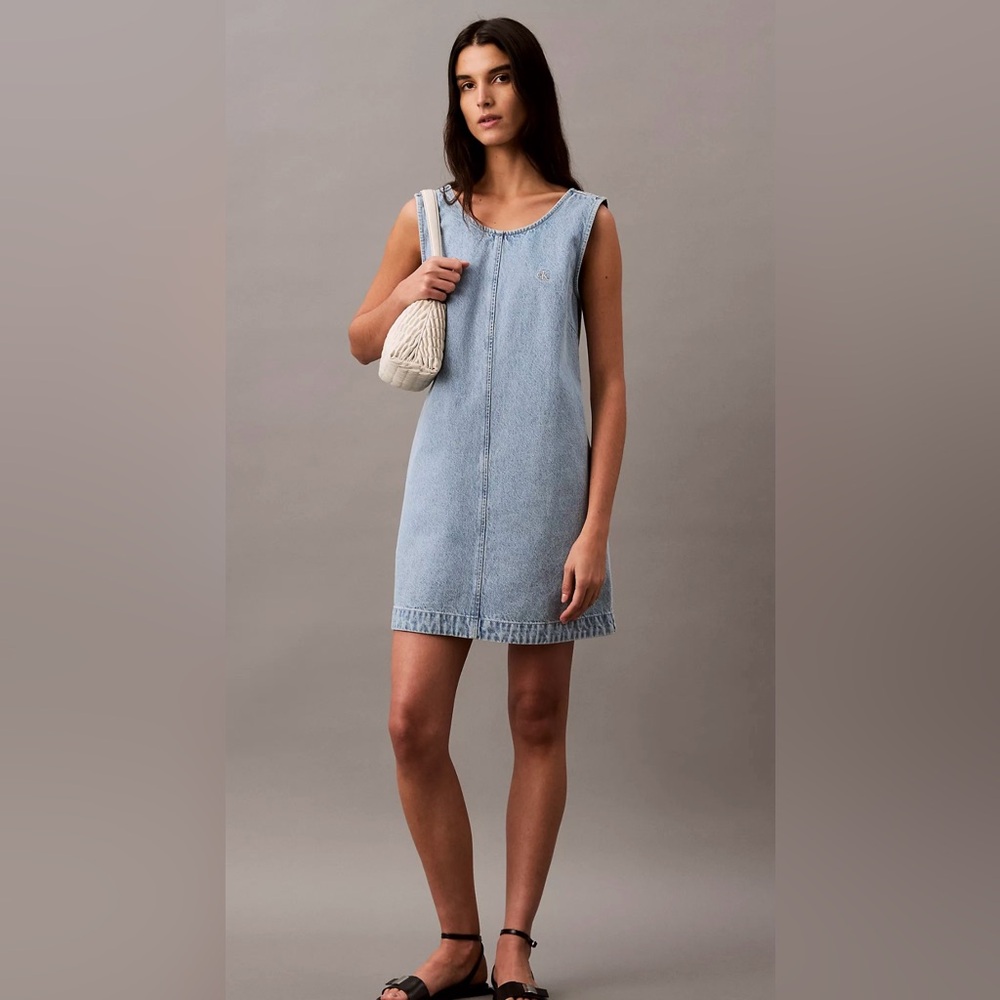 NWT Calvin Klein Jeans Denim Sleeveless Shift Dress in Vintage Cobalt size S